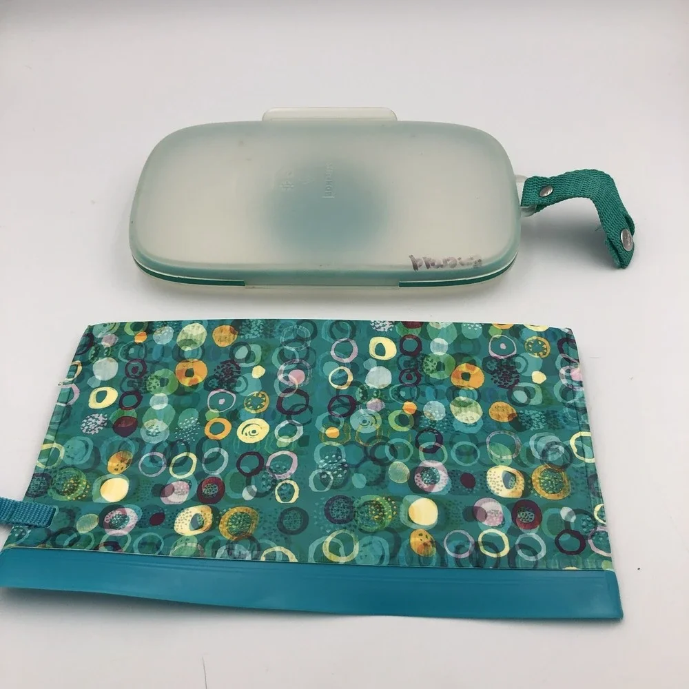 2 Vintage‎ Baby Wipes Travel Cases, Container Box. Clear Colors Huggies